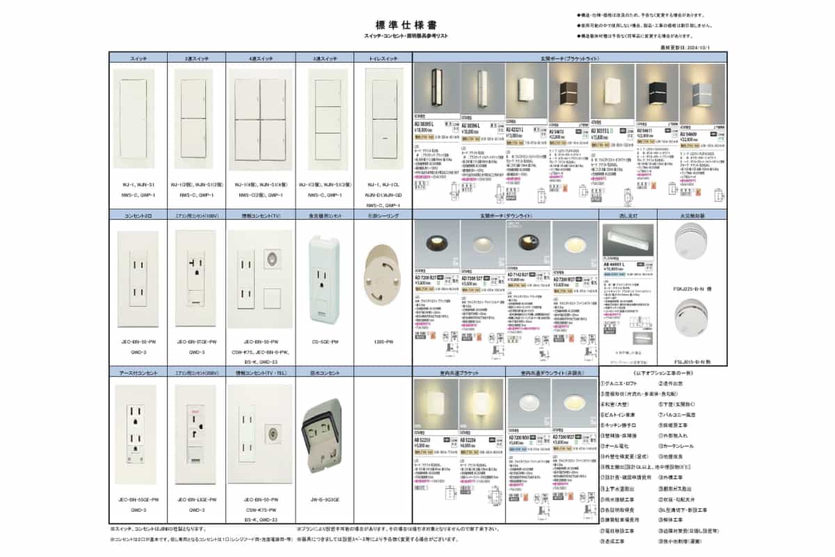 スイッチ・コンセント・照明器具参考リスト PDF